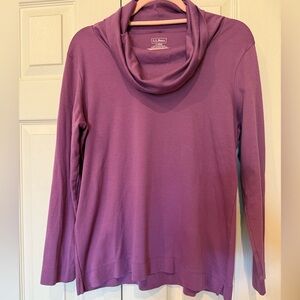 LL BEAN Women’s Lavender Long Sleeve Cowl Neck Shirt Size Large